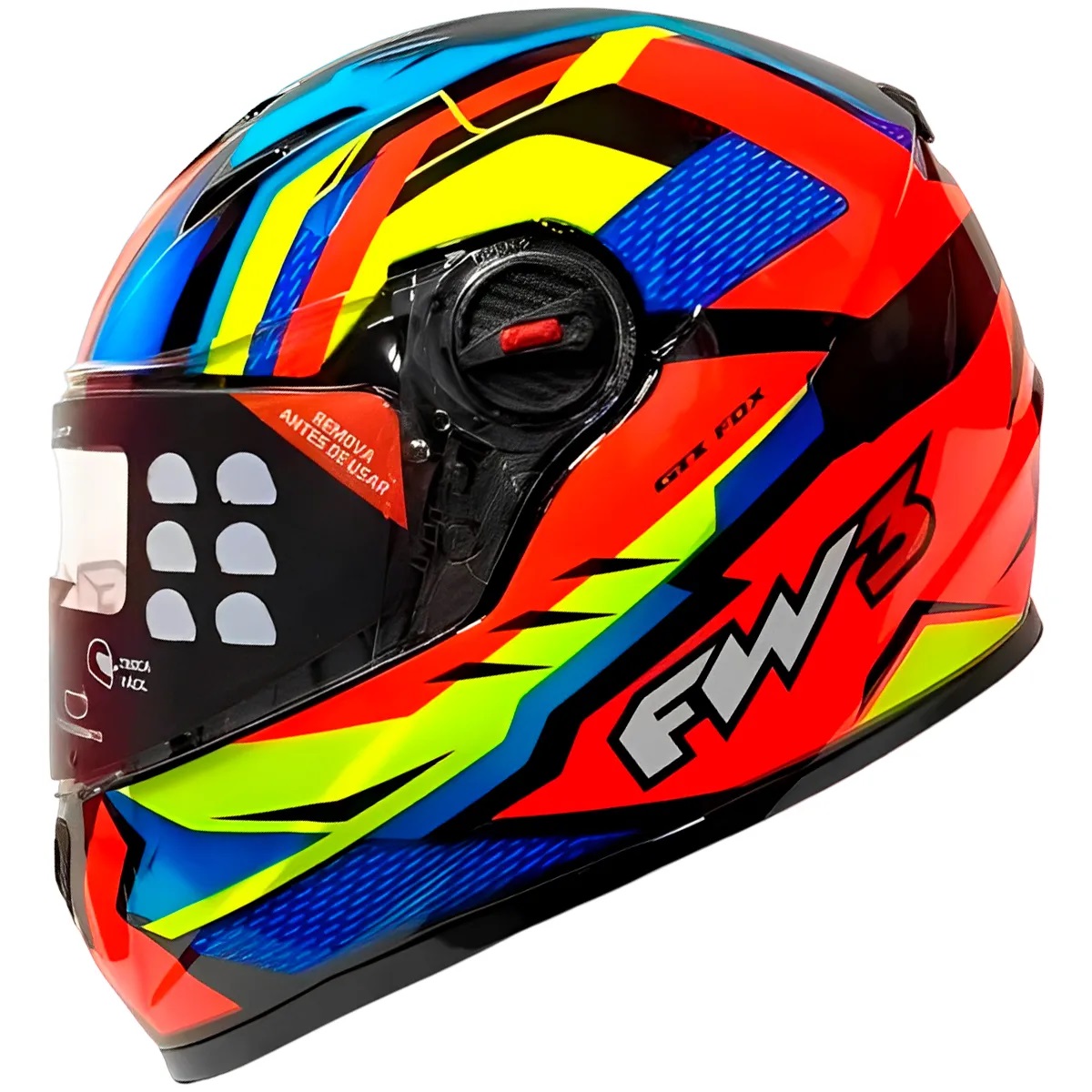 Capacete FW3 GTX FOX com Óculos Interno – Laranja