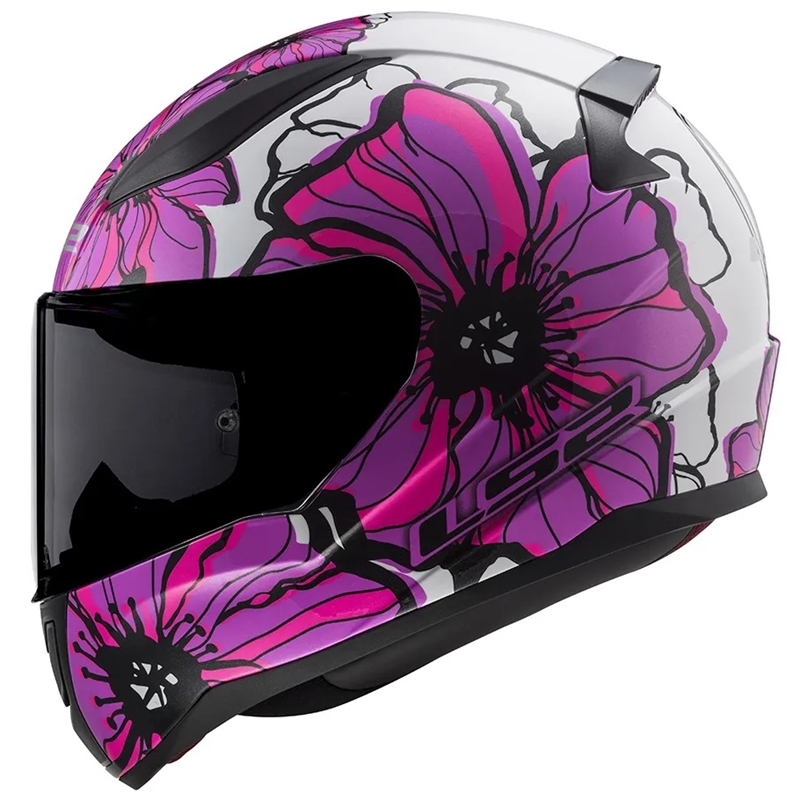 Capacete LS2 FF353 Rapid Poppies Branco/Rosa