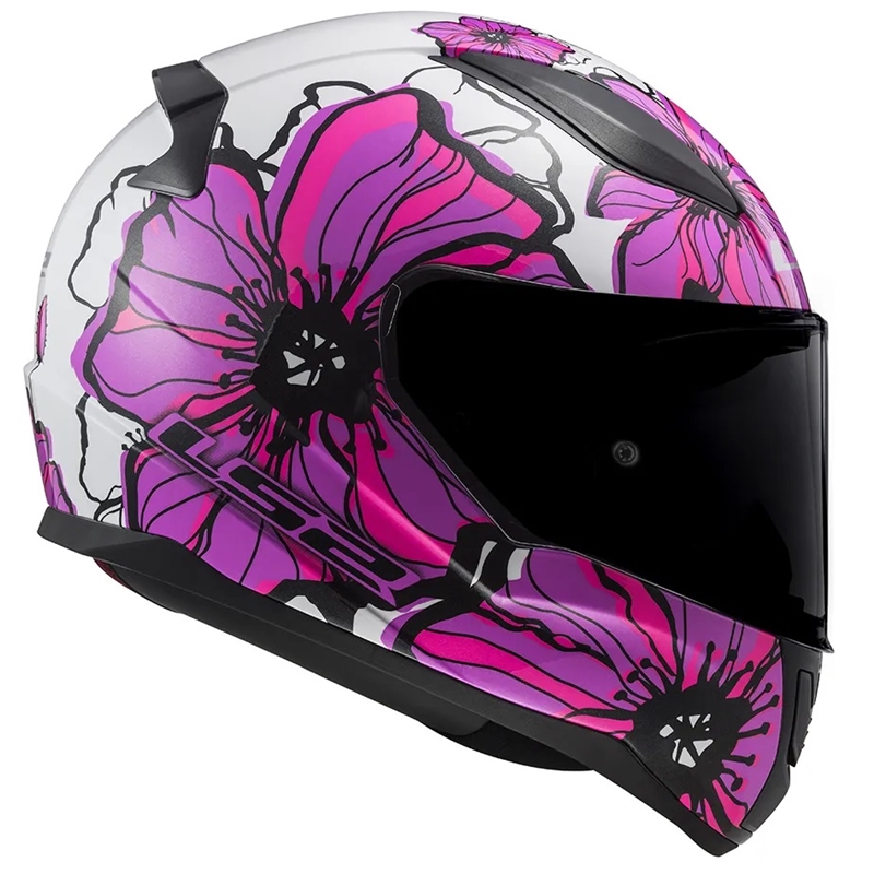 Capacete LS2 FF353 Rapid Poppies Branco/Rosa