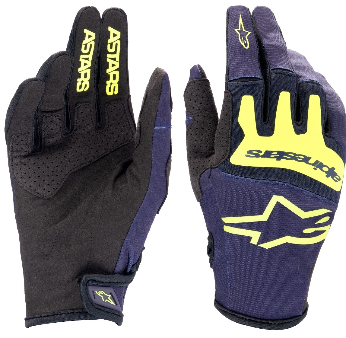 Luva Alpinestars Techstar 23 – Azul Marinho Amarelo Fluor