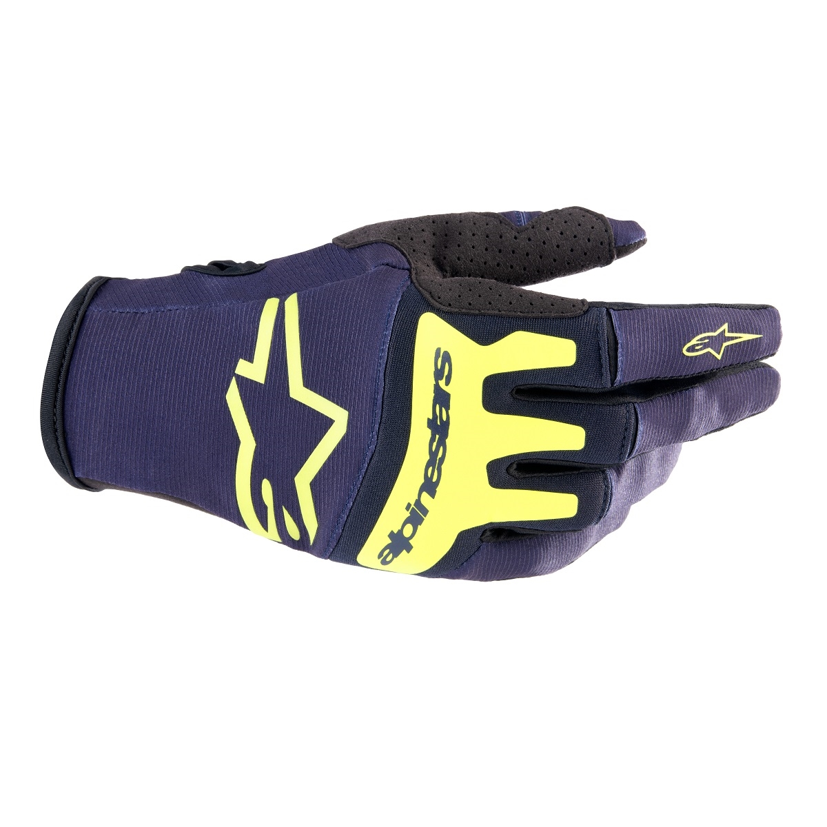 Luva Alpinestars Techstar 23 – Azul Marinho Amarelo Fluor