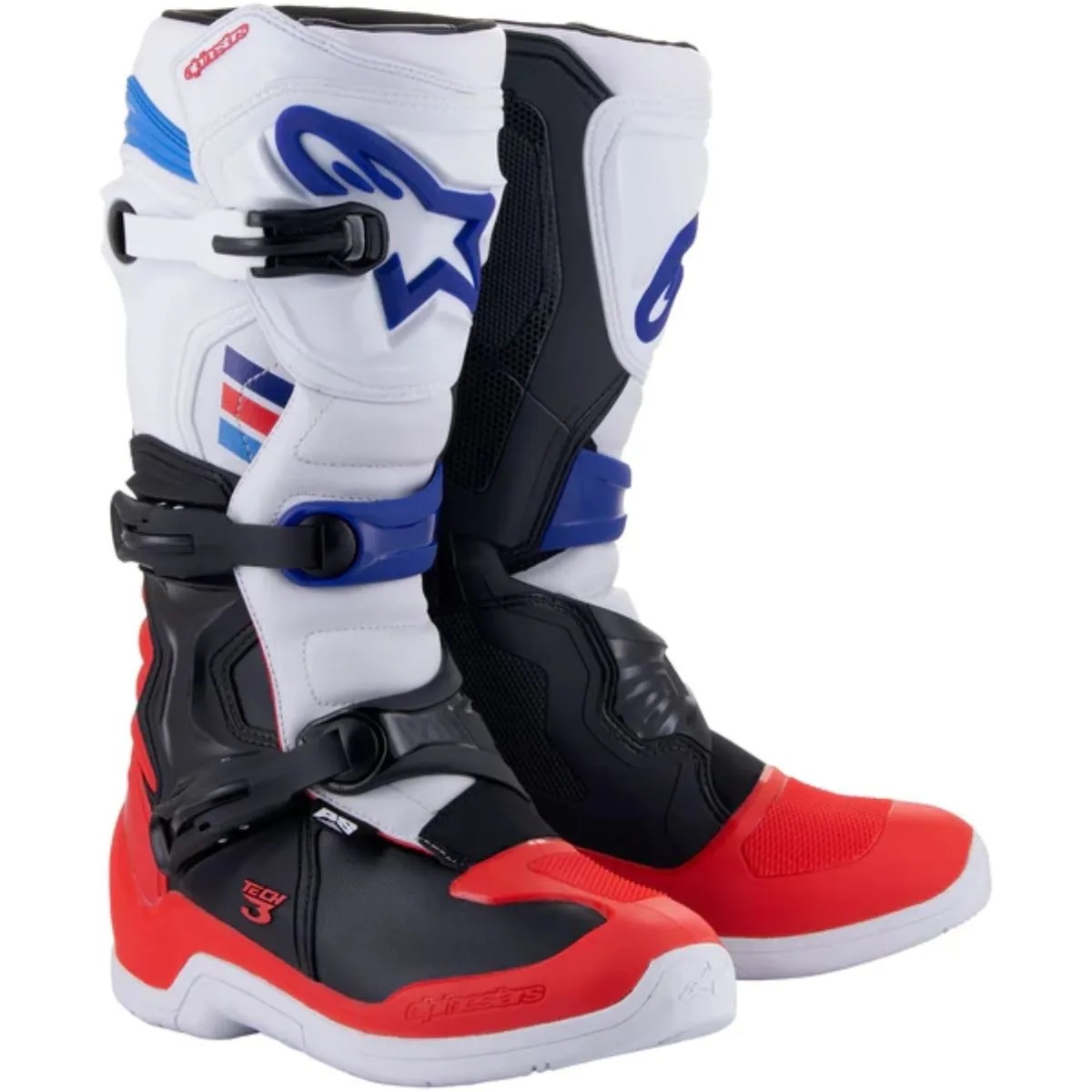 Bota Alpinestars Tech 3 Branco/Vermelho/Azul Escuro