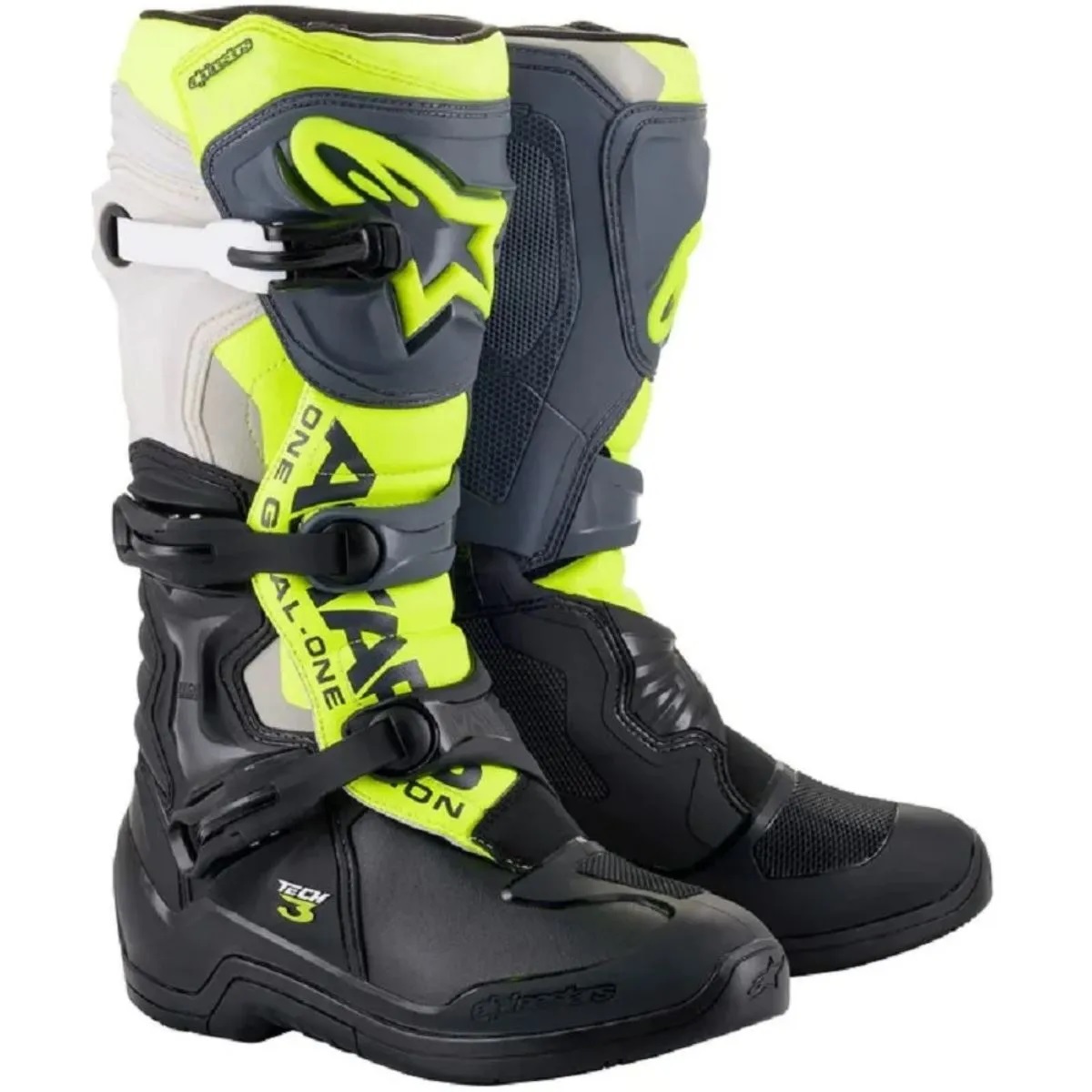 Bota Alpinestars Tech 3 Preto/Cinza/Amarelo Fluor