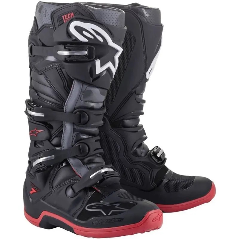 Bota Alpinestars Tech 7 Preto/Cinza/Vermelho