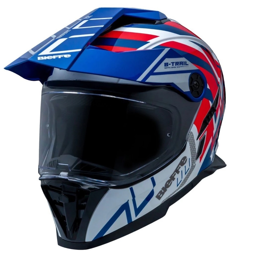 Capacete Moto Bieffe B-Trail Defender Branco/Vermelho Com Óculos Interno - Image 2