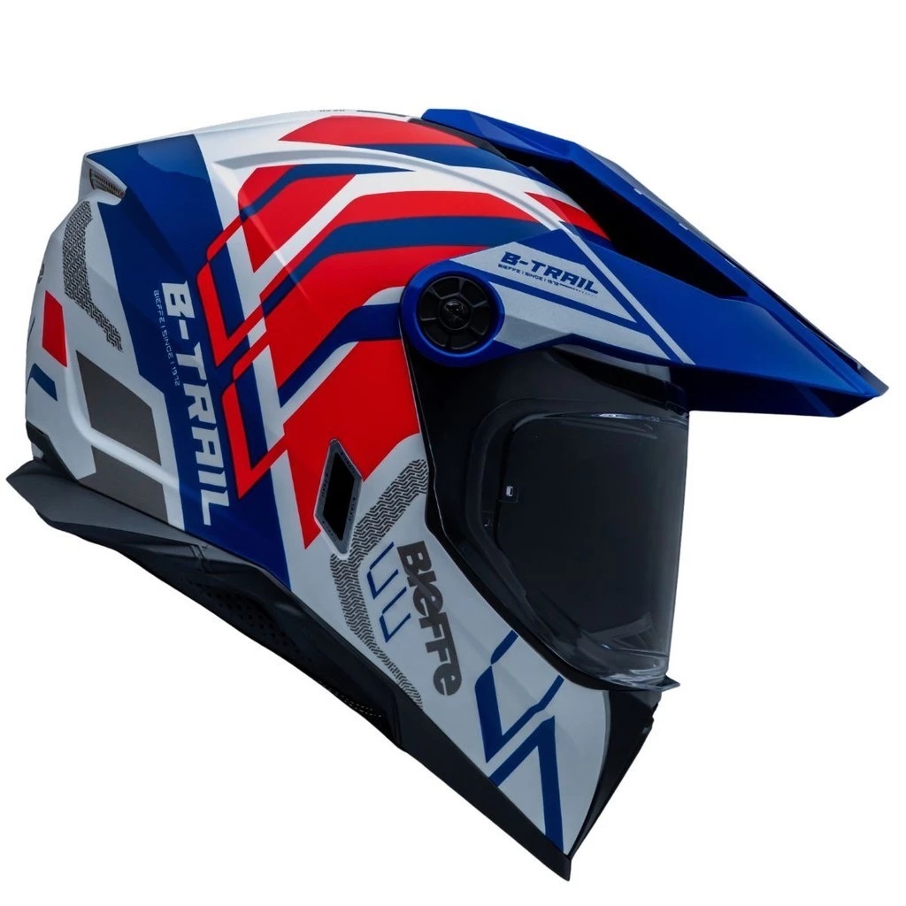Capacete Moto Bieffe B-Trail Defender Branco/Vermelho Com Óculos Interno - Image 5