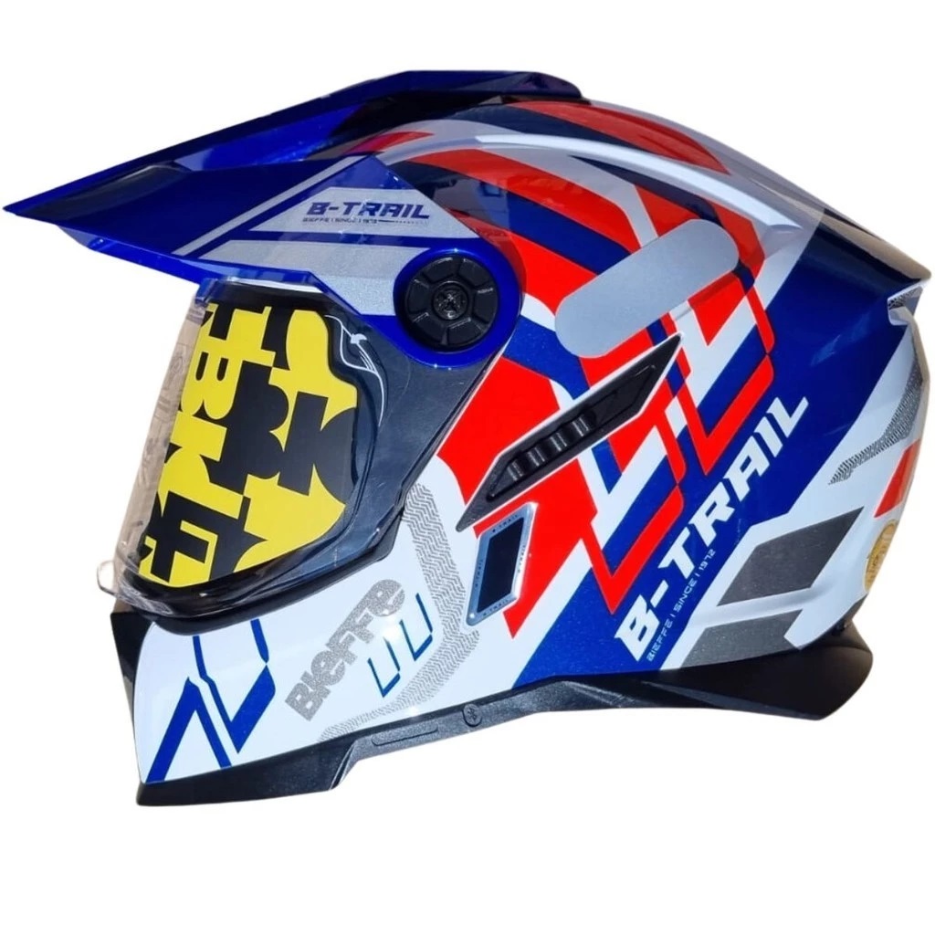 Capacete Moto Bieffe B-Trail Defender Branco/Vermelho Com Óculos Interno - Image 8