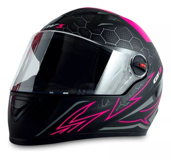 Capacete FW3 GT 2 Preto Fosco Rosa - Image 2