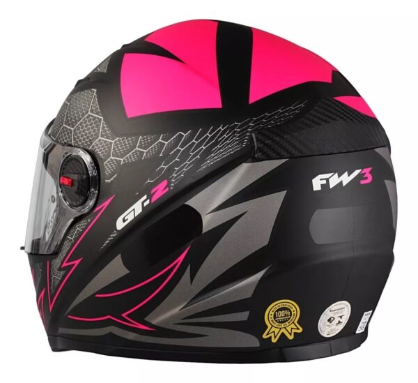 Capacete FW3 GT 2 Preto Fosco Rosa - Image 6