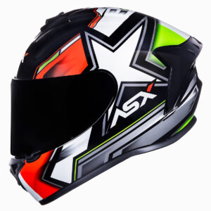 Capacete ASX Draken Pilot Brilho Preto/Vermelho/Verde