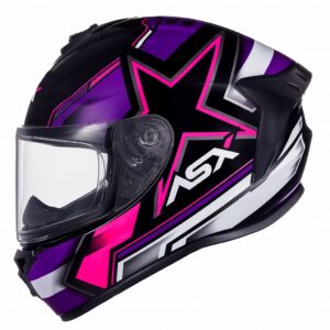 Capacete ASX Draken Pilot Brilho Preto/Lilás/Rosa