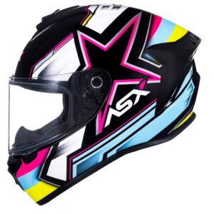 Capacete ASX Draken Pilot Brilho Preto/Colors