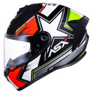 Capacete ASX Draken Pilot Brilho Preto/Vermelho/Verde