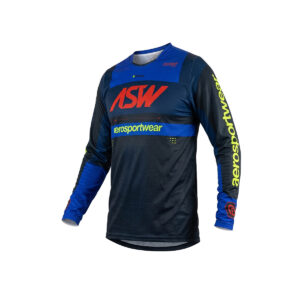 Camisa ASW Image Enduro Hades Preto / Azul / Amarelo Fluor