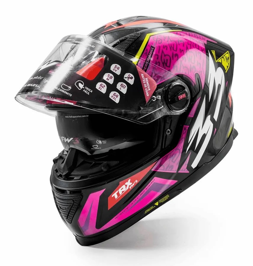 Capacete FW3 TRX Air Amarelo/Rosa Brilho - Image 4