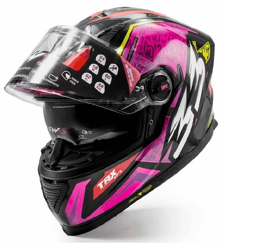 Capacete FW3 TRX Air Amarelo/Rosa Brilho - Image 5