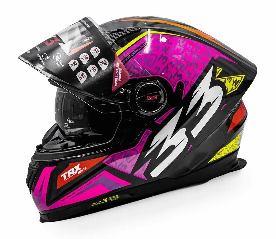 Capacete FW3 TRX Air Amarelo/Rosa Brilho - Image 6